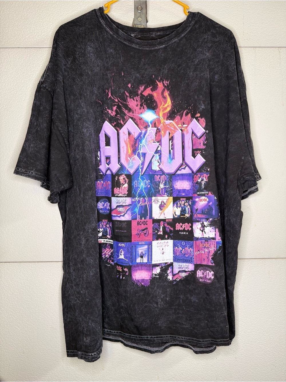 AC/DC Black Graphic Band Tee with Purple Accent